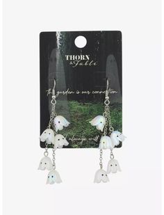 Thorn & Fable Ghost Flower Earrings Functional Earrings, Mistletoe Earrings, Weird Accessories, Cool Clothes For Girls, Ghost Clothes, Silly Earrings, Ghost Flower, Creepy Earrings, Scary Cute