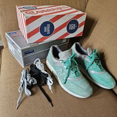 This Pair Of Sneakers Is A Collaboration Between New Balance And Concepts, Featuring The Iconic 997 Model In A New York City Rivalry Design. The Shoes Are Made For Men, With A Lace-Up Closure And A Green Color Scheme. The Style Code For These Sneakers Is M997nsy, And They Are Part Of The New Balance X Product Line. Comes With Original Special Edition Box, New Balance Box, And Spare Laces. Some Minor Wear On Suede, See All Pictures. In All, It's In Good Condition And Are Perfect For Athletic Activities Or Casual Wear. The Us Shoe Size For These Sneakers Is 13. Get Ready To Step Up Your Sneaker Game With This Unique And Stylish Pair! Green Color Schemes, New Balance Shoes, Sneaker Games, Size 13, Mens Shoes Sneakers, New Balance, Green Colors, New York City, Color Schemes