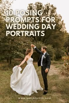 a bride and groom dancing in the grass with text overlay that reads, 10 wedding prom