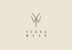 the young wear logo is shown in black on a white background, with an arrow pointing up