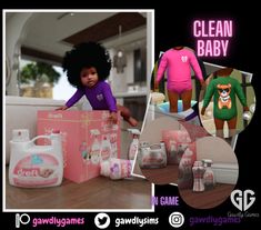 a collage of baby products and toys for girls