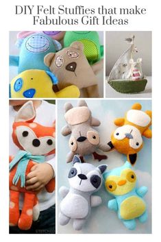 stuffed animals and toys are featured in the article diy felt stuffies that make fabulous gift ideas