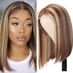 PRICES MAY VARY. Ombre Bob Wig Human Hair:13x4 wigs for black women human hair glueless,No tangle, no shedding, no bad smell, can be dyed and blenched as you like,180 Density, Full And Thick, Neat And Nice, Easy To Install,enough to satisfy your daily use Highlight Honey Blonde Frontal Lace Wig Material:100% remy human hair ,the Virgin Hair comes from young ladies,soft and smooth,can be dyed, bleached, curled, straightened and restyled as you like Ombre 4/27 HD Lace Frontal Bob Wigs : Cap Size - Colored Bob Wig, Blonde Frontal, Colored Bob, Frontal Bob, Colored Bobs, Lace Frontal Bob, Ombre Bob, Wig Material, Hair Wigs For Black Women