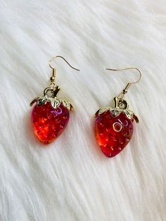 Affordable Elegant Cherry Earrings, Trendy Cherry Earrings At Cheap Price, Cute Funky Earrings, Cute Earing, Kirby Earrings, Fun Earrings Unique, Cute Earrings Gold, Ruby Core, Dr Items