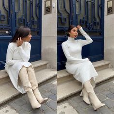 Questions? Leave A Comment Below! Classic White Fitted Boots, Chic White High Heel Boots, Chic White Winter Boots, Chic Off White High Heel Boots, White Pointed Toe Boots For Evening, Chic Off-white Pointed Toe Boots, White Winter Boots For Work, Chic Off White Pointed Toe Boots, White Winter Work Boots