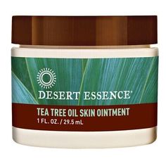 Product Details  Product Name : Tea Tree Oil Skin Ointment UPC : 000680000031 Brand : Desert Essence Size : 1 oz X 3 Units    Description This intensive soothing balm instantly relieves minor skin irritations with a blend of pure botanical oils and Australian Tea Tree Oil. Lavender Oil helps calm, while Jojoba and Sweet Almond Oils help protect skin. This soothing ointment also provides cooling relief for razor burn and after waxing treatments.   Ingredients Ingredients: Prunus Amygdalus Dulcis (Sweet Almond) Oil, Cetyl Esters (Plant Derived), Beeswax, Melaleuca Alternifolia (Tea Tree) Leaf Oil, Simmondsia Chinensis (Jojoba) Seed Oil, Tocopherol (Vitamin E), Lavandula Angustifolia (Lavender) Oil.   Dosage Apply topically to dry, chapped skin on face and body. Use to give cooling relief aft Coconut Oil Face Cleanser, Tea Tree Oil Skin, Oil Face Cleanser, Flat Warts, Tea Tree Oil Uses, Skin Care For Sensitive Skin, Tea Tree Oil Face, Oils For Dandruff, Australian Tea Tree Oil