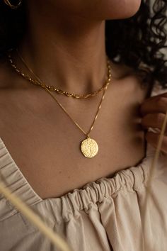 Ancient Coin Necklace-Necklace-Dea Dia Gold Coin Pendant Necklace, Gold Coin Jewelry, Ancient Necklace, Peace Building, Wealth Mindset, Gold Jewellry, Permanent Jewelry, Ancient Coin, Gold Coin Necklace