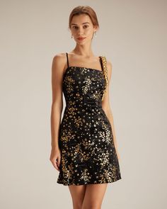 The Black Floral Sheath Slip Mini Dress & Reviews - Black - Dresses | RIHOAS Slip Mini Dress, Minimal Wardrobe, Tailored Clothes, Velvet Mini Dress, Black Formal, Aesthetic Shirts, Women Formals, Formal Dresses For Women, Mini Velvet Dress