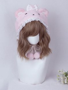 This price is for a hat only, others are not included. Pink Kawaii Hat One Size Fits Most, Pink Cat Ears Hat For Winter, Pink Winter Hat With Cat Ears, Cute Beanie Costume Hat, One Size Fits Most, Pink Kawaii Cap, Pink Winter Costume Hat, Pink Winter Costume Hats And Headpieces, Cute Pink Winter Mini Hats, Kawaii Pink Cap