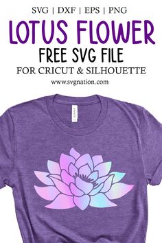 the lotus flower svg file for cricut and silhouette is shown in purple