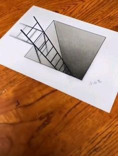 a piece of paper with a drawing of a stair case on it's side