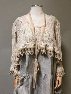 Shabby Chic Lace Over Shrug Top by Heart's Desire Clothing Shrug Top, Shabby Chic Clothes, Lace Vest, Altered Couture, Romantic Outfit, Altering Clothes, Linens And Lace, Refashion Clothes, Bohemian Clothes