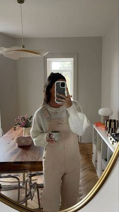 #Whatisin2024 #wintervibes #cuteoveralls #sweaterweather #cuteandcozy Size 10 Fall Fashion, Everyday Outfits Feminine, Cute Loose Outfits, Northeast Winter Outfits, Fall Retreat Outfits, Modern Cottage Outfit, Easy Fall Outfits Casual Comfy, Wfh Winter Outfits, Cozy Overalls Outfit