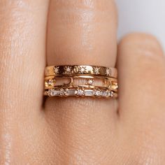 Gold Diamond Band, diamond gold band, comfort fit band, yellow gold diamond band, cute rings for stacking, gold stacking rings, unique rings, carrie elizabeth Elizabeth Jewelry, Local Eclectic, Gold Diamond Band, Three Rings, Gold Ring Stack, Minimal Jewelry, Vermeil Jewelry, Cute Rings, Ring Dainty