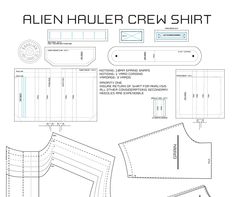 an image of the alien ruler crew shirt pattern, with instructions to cut it out