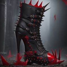 Vampire Room, Red Water, Art Characters, Dark Photography, Goth Fashion, Heeled Boots, Concept Art, Heels