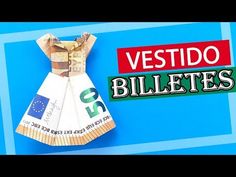 an origami dress made out of paper with the words vestido billetes on it