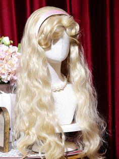 Step into the world of Barbie with this stunning wig that exudes elegance and sophistication. The curly bangs are designed to frame your face perfectly, making it appear smaller and more delicate, without any flattening effect. When you wear this wig, you will embody the luxurious and noble essence of Barbie herself.  Please note: The price includes one wig only.   	 		 			Size 			Free Size 		 		 			Length 			65 Hair Styles Wig, Different Bangs, Curly Long Hairstyles, Vintage Wigs, Blonde Hair Wigs, Bangs Inspo, Fairytale Hair, V Bangs, 1930s Hair