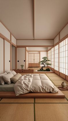 Minimalist Japanese Apartment, Tatami Style Bedroom, Asian Style Apartment, Japan Style Interior Design, Cozy Japanese Apartment, Japanese Appartement Aesthetic, Asian Aesthetic Home Decor, Home Interior Design Japanese, Japanese Paper Wall