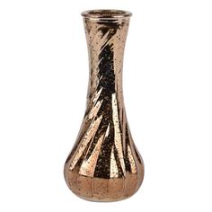 a gold vase with black speckles on the bottom is shown in front of a white background