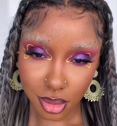 #follow #makeuplooks #makeup #beautyblog #blogging #blog #blogger Pink Red Makeup Looks, Colourful Makeup Looks Creative, Graphic Liner Makeup Looks, Simple Rave Makeup, Exotic Makeup Looks, Bright Eyeshadow Looks, Funky Makeup Looks, Colorful Eye Looks, Art Makeup Looks