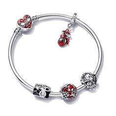 From Pandora, complete your collection with the Marvel Spider-Man Full Collection Bracelet Set featuring Spider-Man charms and bangle bracelet. Bracelet measures 7.5 inches. Pandora Style #: NAMPS0369 Spider Man Pandora Charm, Spider Man Pandora Bracelet, Pandora Men Bracelets, Luxury Red Metal Bracelets, Luxury Red Metal Bracelet, Elegant Beaded Charms Bangle Bracelet, Elegant Beaded Bangle Bracelets With Charms, White Gold Beaded Bangle Bracelet For Gift, Elegant Charm Bracelet Bangle