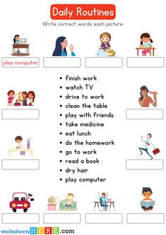 the daily routine worksheet for children to learn how to use their computer skills