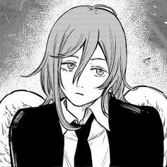 an anime character with long hair wearing a black jacket and tie, looking at the camera