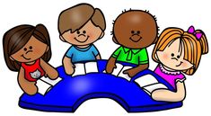 three children are sitting on an inflatable object