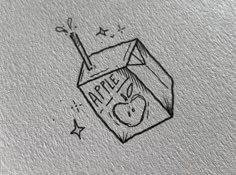 an apple milk carton drawing on a piece of paper