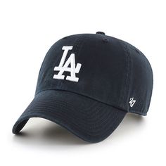 47 Brand MLB Los Angeles Dodgers Clean Up Cap - Black Dodgers Hat, Dodger Hats, Fabric Strap, 47 Brand, Fitted Caps, Cute Hats, Black Hat, Los Angeles Dodgers, Atlanta Braves