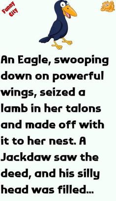 an eagle swooping down on powerful wings, sized a lamb in her talons and made off with it to her nest