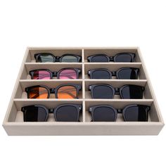 PRICES MAY VARY. PREMIUM SUNGLASS ORGANIZER: The sunglass storage organizer size is 13.78" x 9.45" x 1.58", there are 8 grids in total, and the single grid size is: 6.5" x 1.97". The outer layer is soft velvet, which can protect your items well Free from scratches. REMOVABLE INNER LINING: The inner lining of the glasses tray can be arranged freely, you can adjust the size and number of compartments according to your needs, which is very suitable for storing glasses, sunglasses, watches, jewelry, Sunglasses Storage Closet, Organize Sunglasses Ideas, Jewelry And Sunglasses Organizer, Cute Ways To Display Sunglasses, Sunglasses Storage Organizers, Sunglass Storage, Eyeglass Storage, Sunglass Organizer, Glasses Organizer