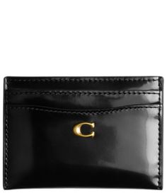 From COACH&#x2C; the Spazzolato Leather Essential Card Case features: Spazzolato leatherFive credit card slotsApprox.: 4.25" (L) x 3" (H)Imported. Crafts Beautiful, Dillard's, Global Fashion, Card Case, Creative Director, Card Slots, Coin Purse, Credit Card, Card Holder