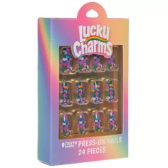 Lucky Charms Press-On Nails | Hobby Lobby | 2347078 Lucky Charms Costume, Charms Nails, Trendy Summer Nails, Esthetician Quotes, Summer Nails 2024, Lucky Charms Marshmallows, Home Nail Salon, Hippie Nails, Really Cute Nails