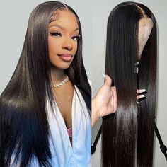 SoulLady Straight Lace Closure Wig Glueless Human Hair Wigs 4x4 HD Lace Wig 180% Density 4x4 Wig, Human Hair Wigs Straight, Side Part Hairstyles, Affordable Wigs, Purple Wig, Blonde With Pink, Cheap Wigs, 100 Human Hair Wigs, Red Wigs