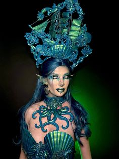 READY TO SHIP Sunken Siren Octopus Choker Sale Halloween Mermaid Bra Headpiece Hat Wearable Tentacle Gothic Octopus Tentacles - Etsy Siren Octopus, Under The Sea Costumes Women, Dark Siren Costume, Sea Siren Costume, Siren Cosplay, Sea Creature Costume, Siren Costume, Halloween Mermaid, Octopus Costume