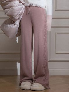 ❤Lazy drape wool casual knit pants❤︎ Drape Pants, Slack Pants, Knit Pants, Hip Length, Pink White, Casual Pants, Twist, Street Style, Wool