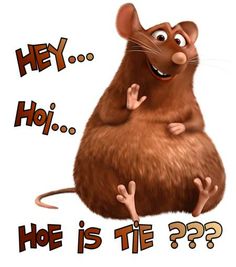 a cartoon mouse with the caption hey hoi, he is tie??