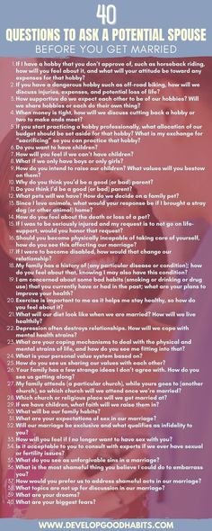 81 Questions to Ask a Potential Spouse Before You Get Married Questions To Ask Before Getting Into A Relationship, Relationship Psychology Questions, Questions To Ask Before Getting Married, Questions To Ask Him Before Marriage, Questions Before Getting Married, Before You Get Married, Before You Get Married Questions, Questions To Ask Before You Get Married