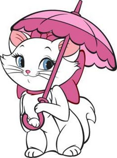 a cartoon cat holding an umbrella in its paws