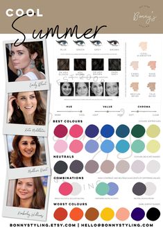 Summer Cold Color Palette, Make Up For Cool Summer Type, Cool Summer Color Palette Nail Polish, Cool Summer Color Palette Clothes, Cool Muted Summer Palette, House Of Color Summer Hair Colors, Cold Summer Palette, Cool Summer Palette Hair, Cool Summer Color Combinations