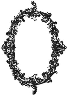 an ornate black and white photo frame