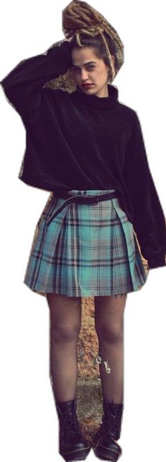 Grunge Mini Skirt, Skirt Preppy, Skirt With Pleats, Style Skirt, Plaid Mini Skirt, Preppy Style, Turquoise Blue, Skirt Fashion, Skater Skirt