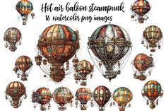 hot air balloon steampunk digital collages for scrapbooking and other projects