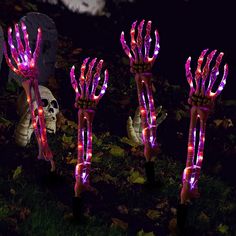 halloween decorations with lights in the shape of hands