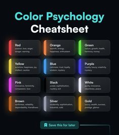 the color psychology chart is shown in this screenshote, which shows different colors