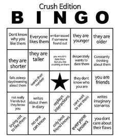 a black and white poster with words on it that say,'crush edition bingo '