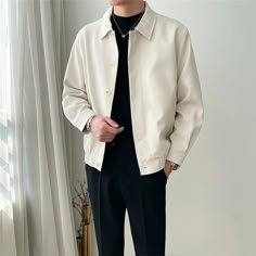 Mens Fashion Minimalist, Streetwear Plus Size, Korean Streetwear, Long Sleeve Coat, Retro Jacket, Men Stylish Dress, Guys Clothing Styles, Workwear Jacket, Cool Outfits For Men