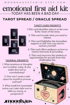 an advertisement for tarot spread with instructions on how to make it in the box